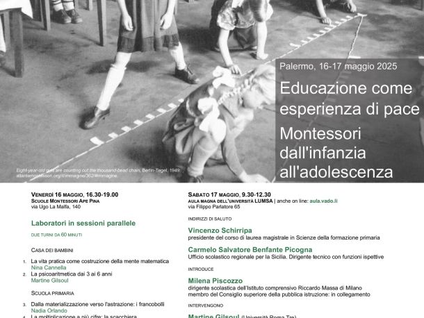 Educazione come esperienza di pace. Montessori dall’infanzia all’adolescenza