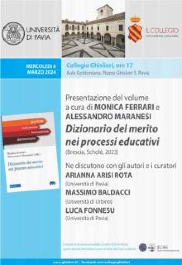 Presentazione del volume a cura di M. Ferrari e A. Maranesi, Dizionario del merito nei processi educativi: 6 marzo 2024, Pavia