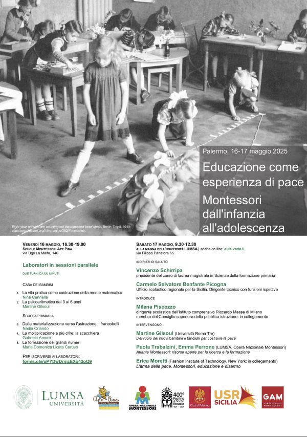 Educazione come esperienza di pace. Montessori dall’infanzia all’adolescenza