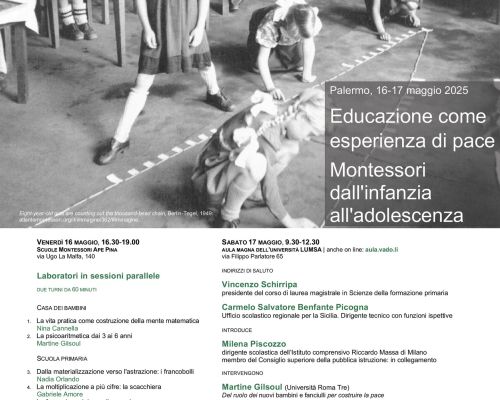 Educazione come esperienza di pace. Montessori dall’infanzia all’adolescenza